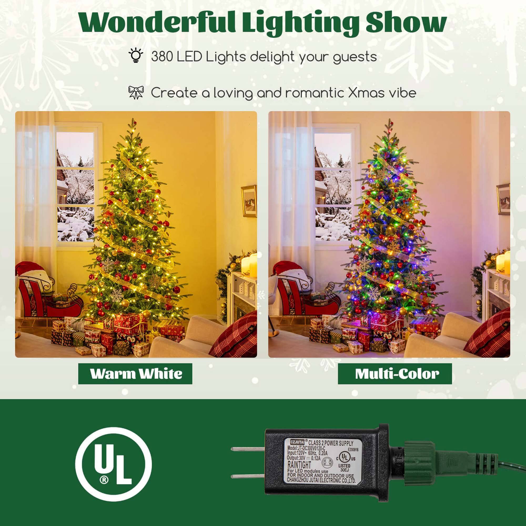 Wonderful Lighting Show
380 LED Lights delight your guests
Create a loving and romantic Xmas vibe
Warm White
Multi-Color
UL
CLASS 1 POWER SUPPLY
Madela1 SCVC
C 20- di M OutputSov
FL 2
RAINTIGHT LOTSR
LEO modules w
FOR INDOOR ANG OU1D0O UdE CHANGLOU MA ELECTRONIC CO.11D