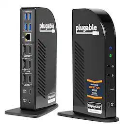 Plugable - 4K USB C Docking Station Triple Monitor -100W Power Delivery,USBC Dock for Thunderbolt 3/4,USB-C Windows,Mac - Black
