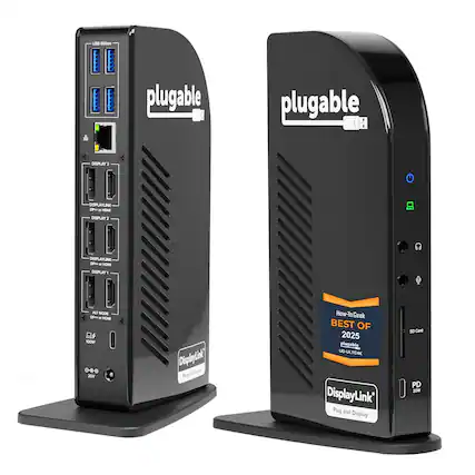 LNB Socge plugable plugable DISPLAY 3 COP aY N aL - HCM DISPLAY 2 CIM LAM N DP - HOM DISPLAY 1 AT MCCE - - HDM 1OOW 0-60 VOE DisplayLink) a De Ru How-To Geek BEST OF 2025 plugable UG-ULTCAK DisplayLink Plug and Display 50 Cart PD 20