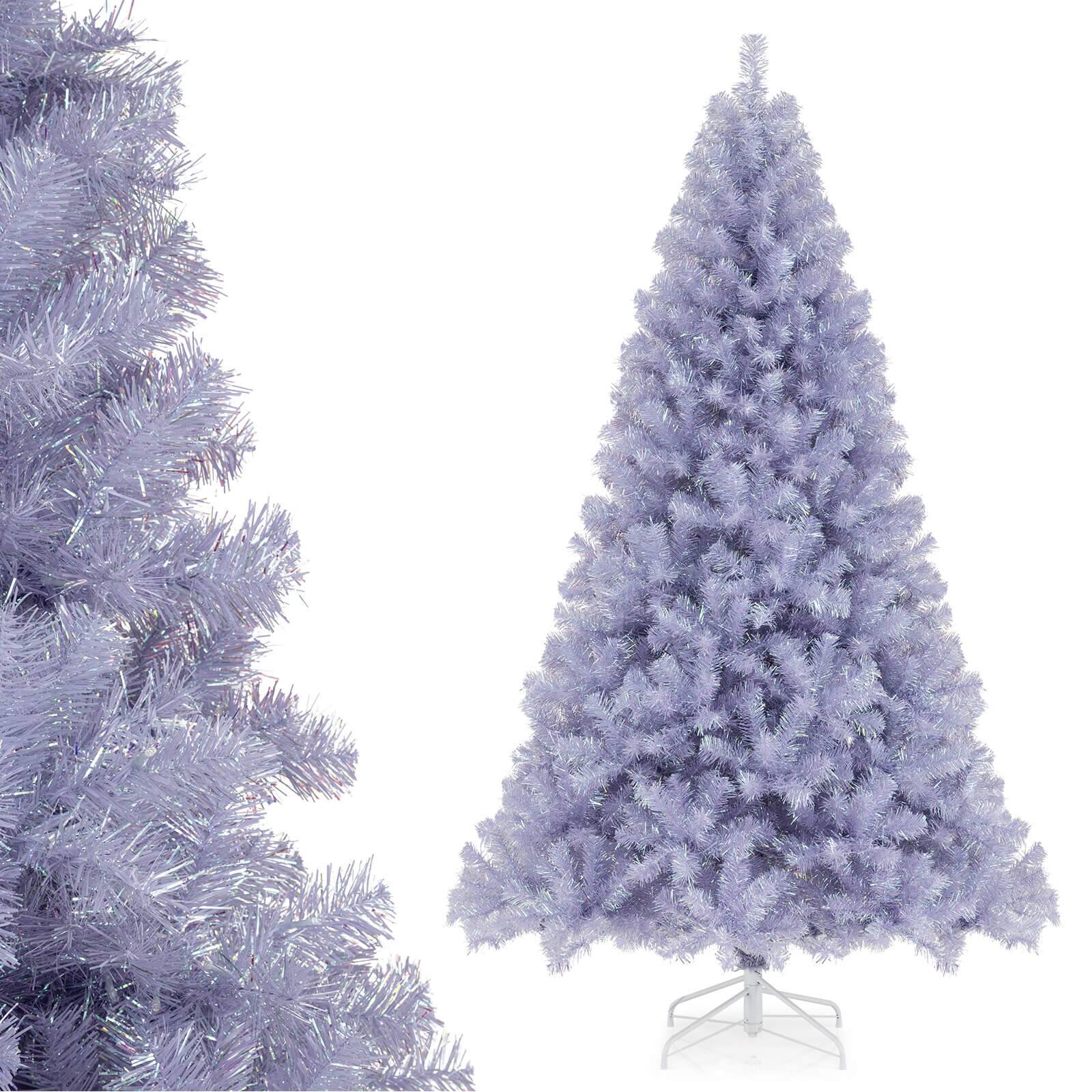 Alt View 9. Costway - Costway 7.5 FT Artificial Tinsel Christmas Tree with 550 Lights, 8 Modes, 1300 Branch Tips - Lavender Purple.