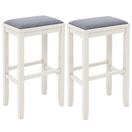 Ecooso - 2 Pieces 31 Inch Upholstered Bar Stools with Solid Wood Frame and Footrest - White