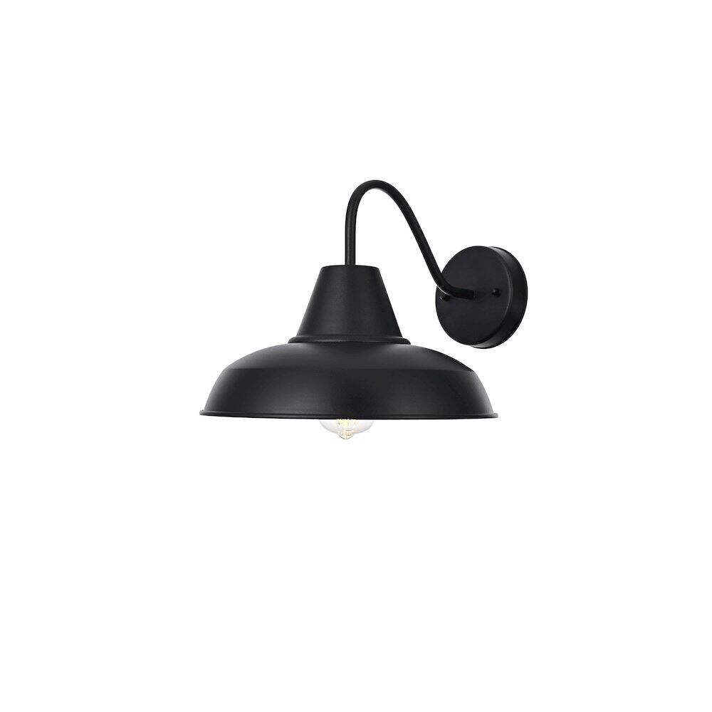 Angle. Elegant Lighting - Tinsley 15 inch Outdoor Wall sconce in Black - Black And Clear.