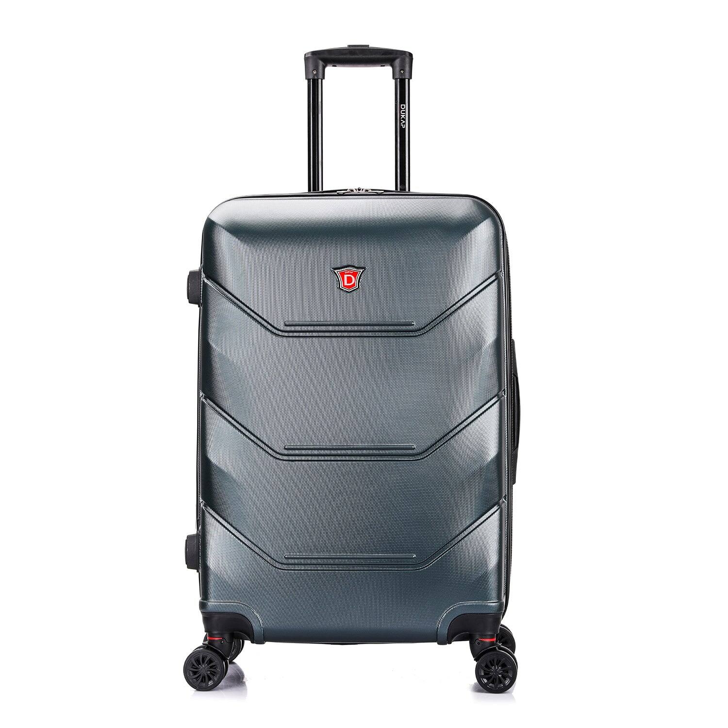 Angle. DUKAP - Zonix Lightweight Hardside Spinner Luggage 26" Luggage - GREEN.