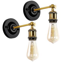 Oumilen - 2 Pack Industrial Adjustable Wall Sconce – 2 in 1 Wall & Ceiling Mount Light Fixture