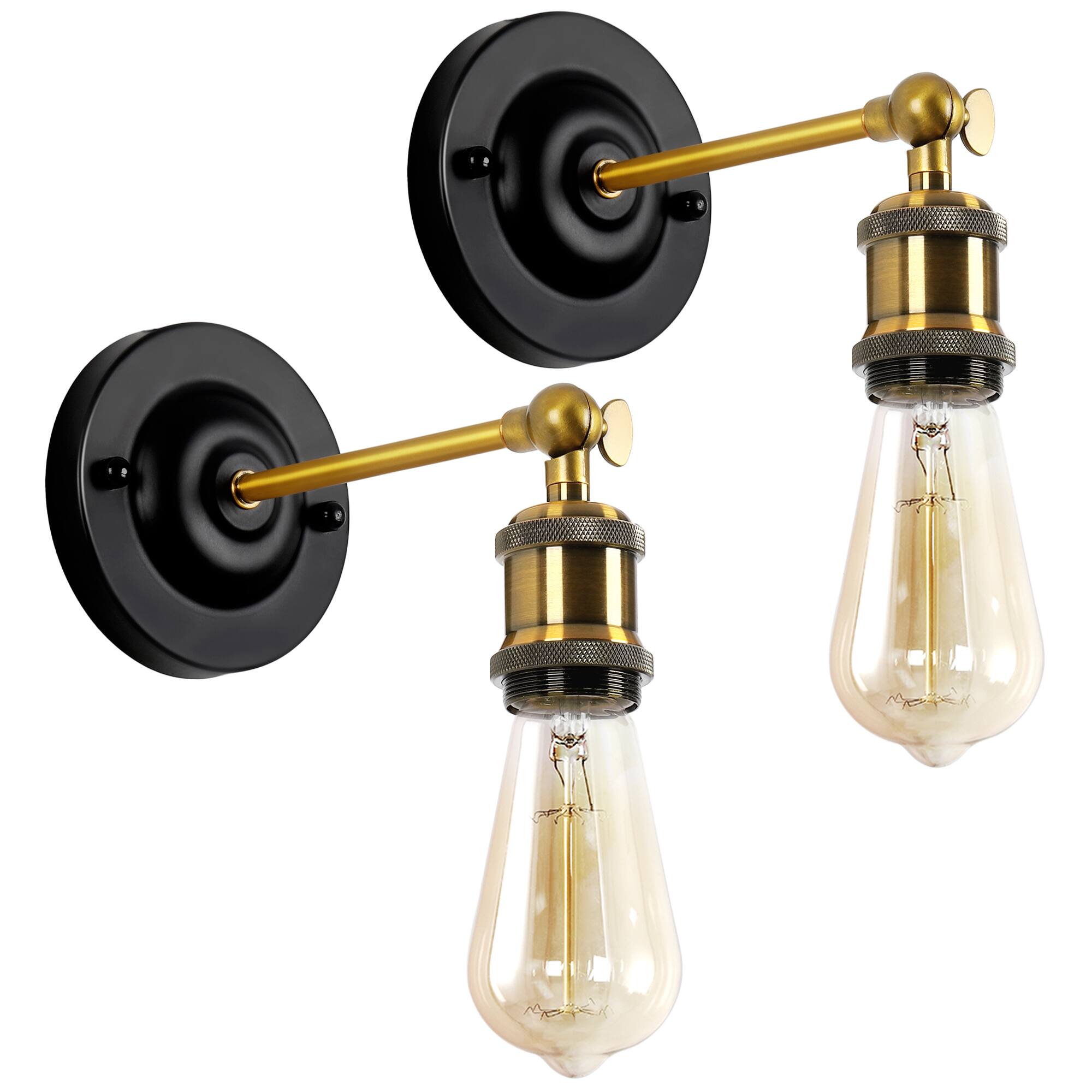 Front. Oumilen - 2 Pack Industrial Adjustable Wall Sconce – 2 in 1 Wall & Ceiling Mount Light Fixture.