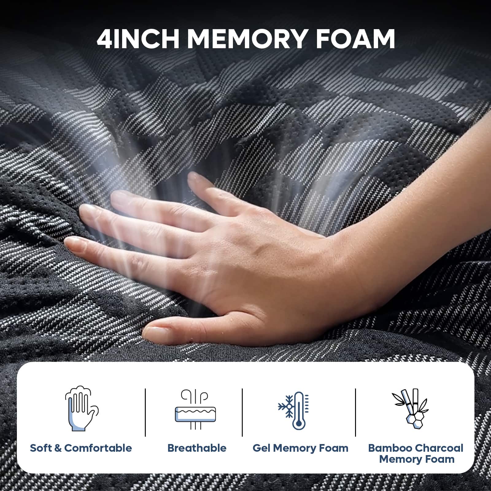 4 Inch Memory Foam: Soft & Comfortable, Breathable, Gel Memory Foam, Bamboo Charcoal Memory Foam