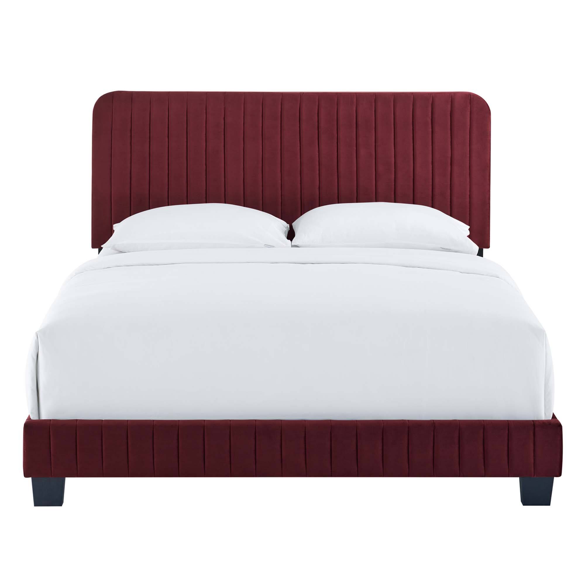 Alt View 2. Modway - Zahra Channel Tufted Performance Velvet Twin Platform Bed - White.