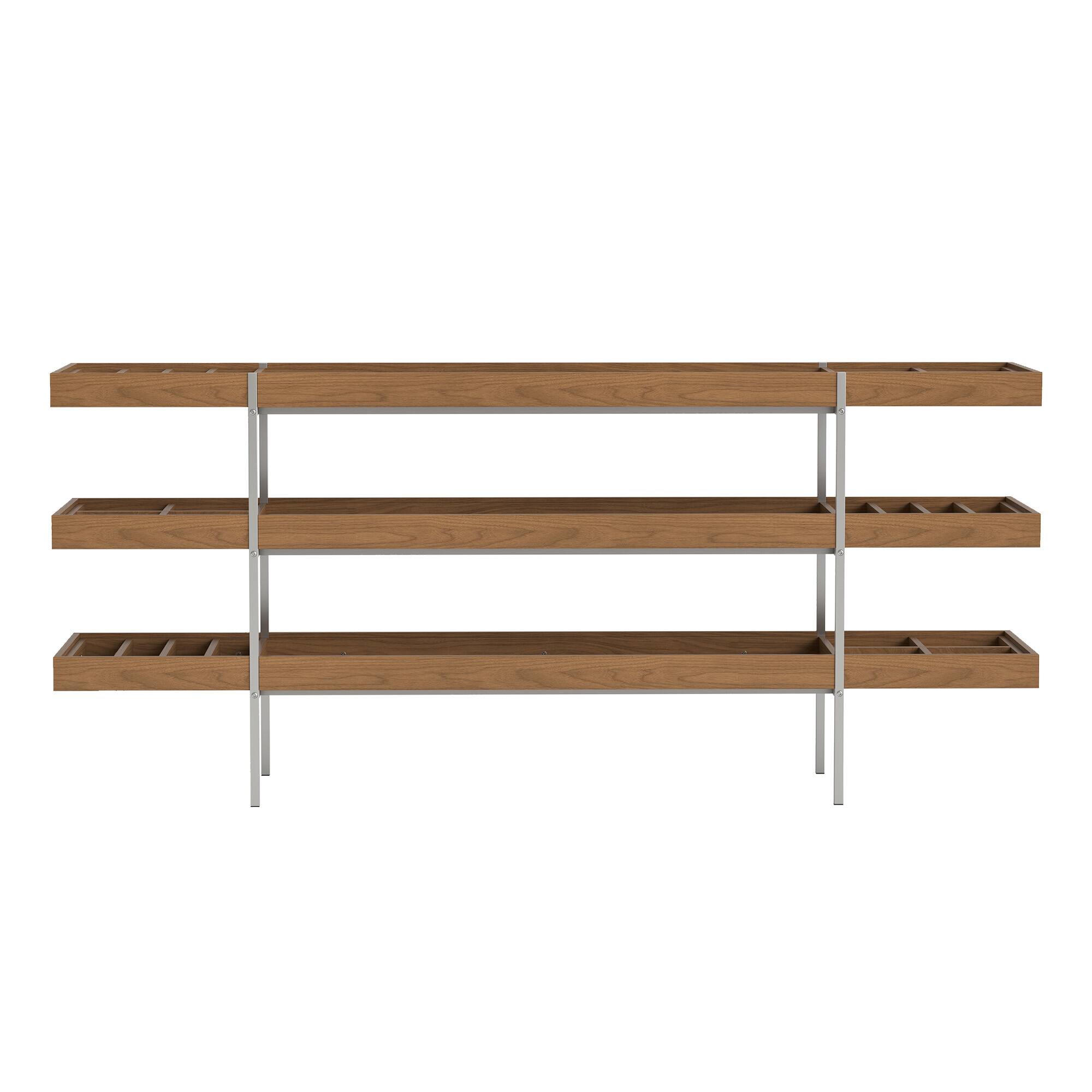 Alt View 4. luck idea - 78.74 Inch Display Shelf With Stainless Steel Brackets, Multi-functional Storage Rack For Living Room & Dining Room - Walnut Color.