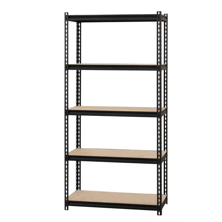 Angle. Lorell - Lorell Iron Horse 2300 lb Capacity Riveted Shelving 5 Shelf 72" H x 36" W x 18" D Black Steel Particleboard - Black.