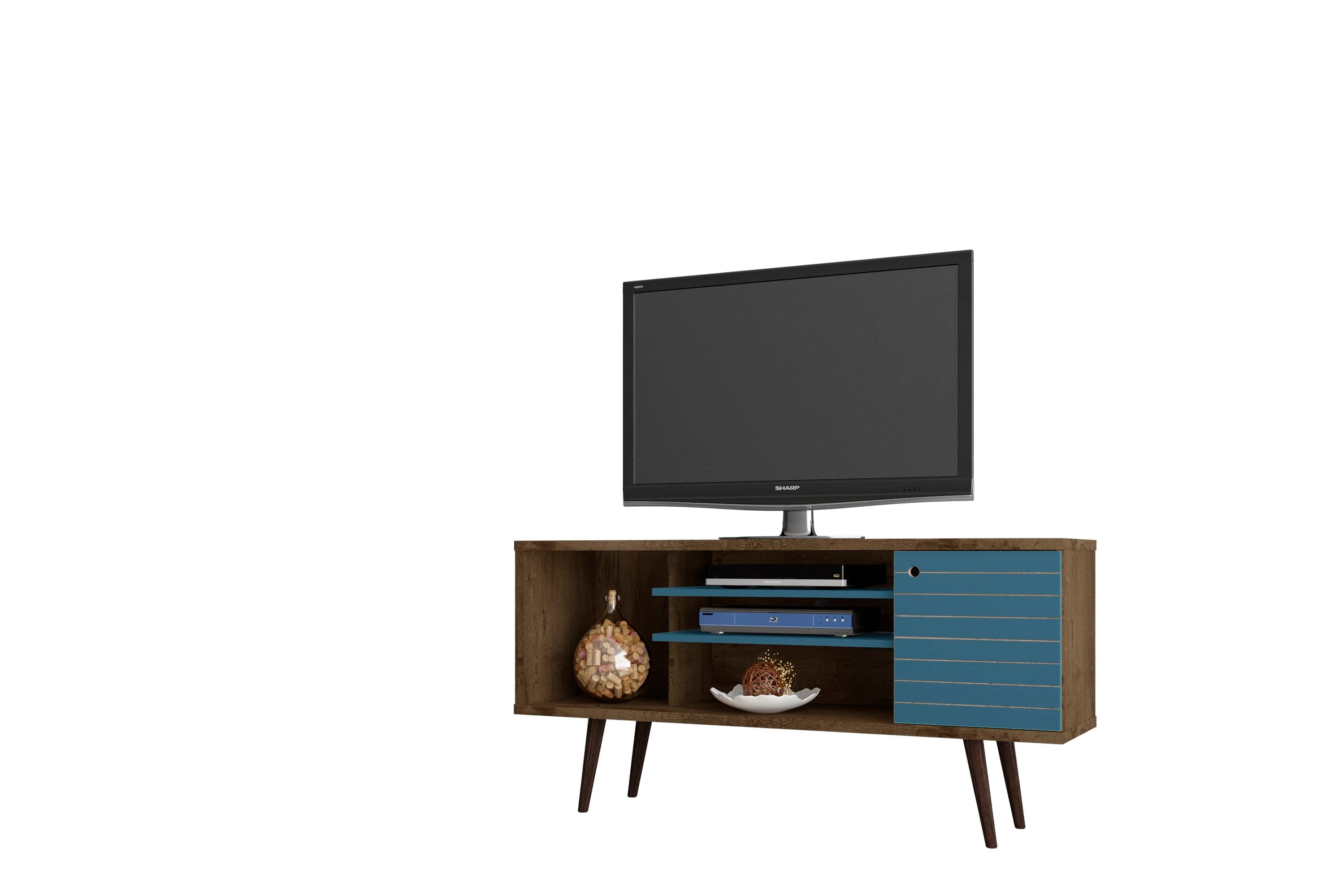 "Manhattan Comfort - Liberty Mid-Century Modern 53"" TV Stand - Rustic Brown and Blue Slate" price history on PriceWatchPro