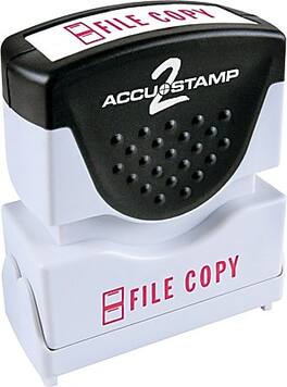 Accu-Stamp - 2 One-Color Pre-Inked Shutter Message Stamp, FILE COPY, 1/2" x 1-5/8" Impression - Red