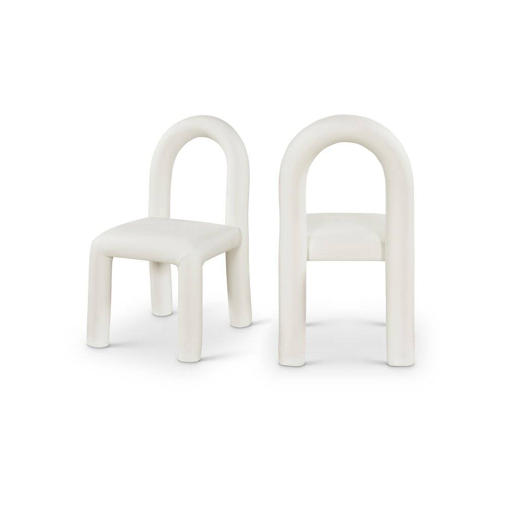 Front. Meridian Furniture - Amari Cream Vegan Leather Dining Chair, Set of 2 - Beige.