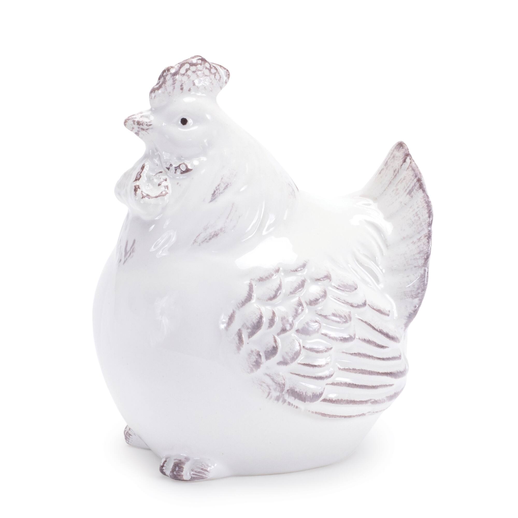 Alt View 1. BreeBe - Ceramic Chicken Decor (Set of 6) - White, Beige.