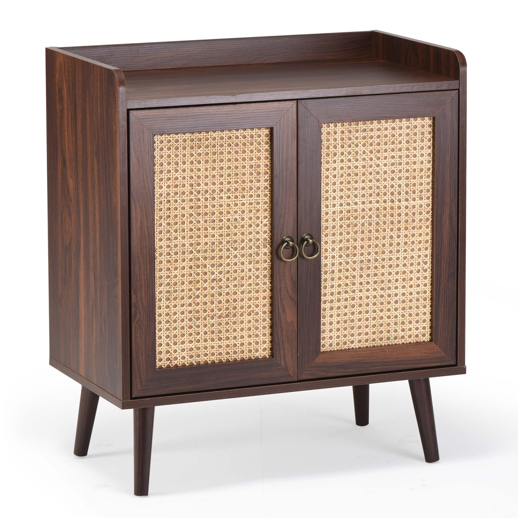 GOODSILO - Elegant Sideboard Buffet Cabinet with Rattan Doors and Ample Storage Space for Dining Room and Living Room - Walnut
