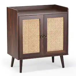 GOODSILO - Elegant Sideboard Buffet Cabinet with Rattan Doors and Ample Storage Space for Dining Room and Living Room - Walnut