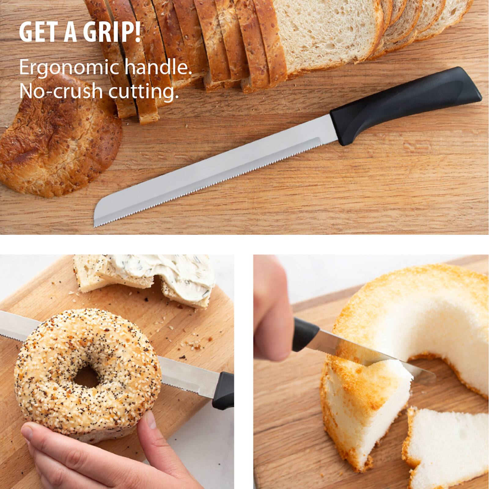 GET A GRIP!  
Ergonomic handle.  
No-crush cutting.
