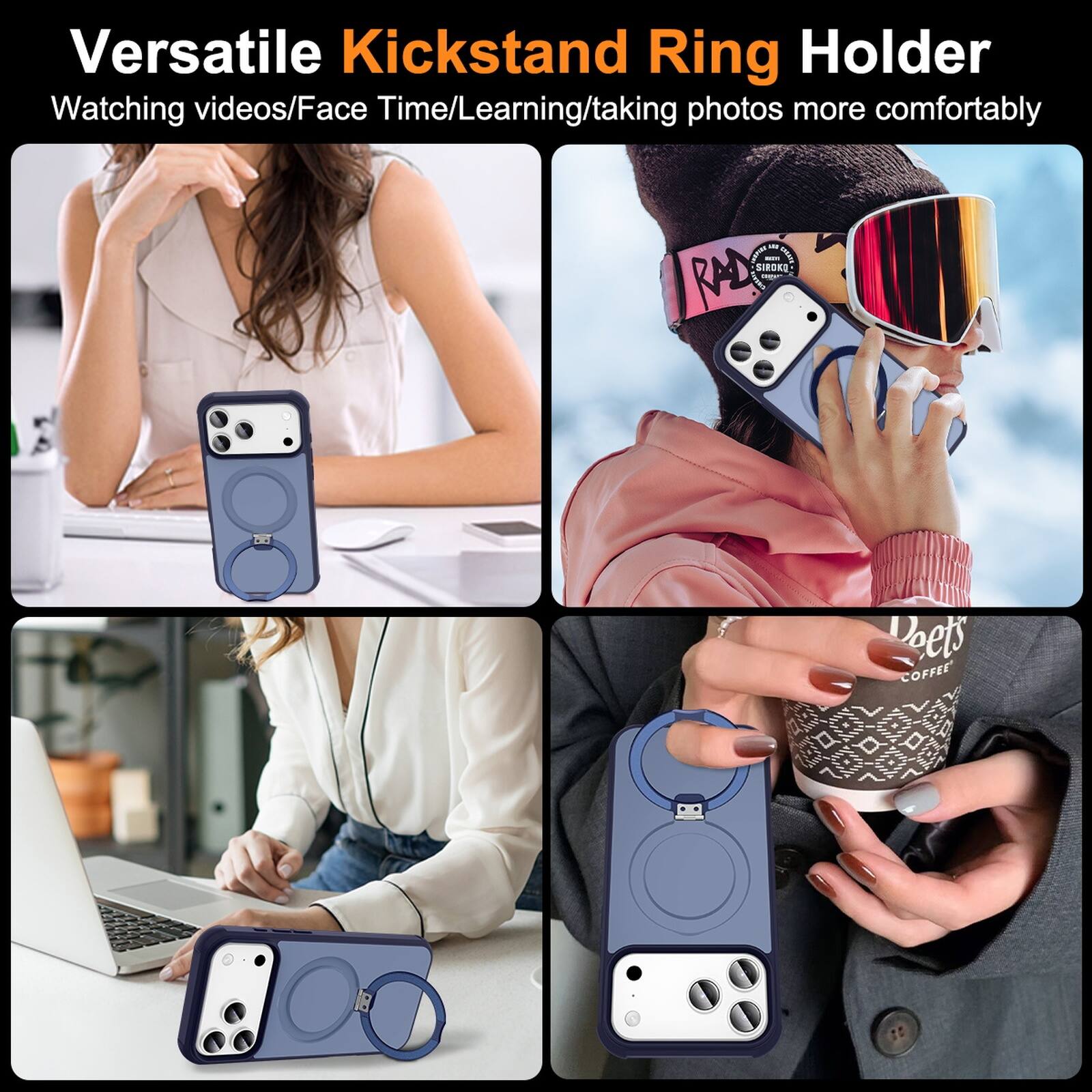 Versatile Kickstand Ring Holder  
Watching videos/Face Time/Learning/taking photos more comfortably  

NEF - IN SIOKO A - RAD Doets COFFEE