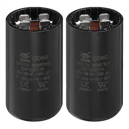 Unique Bargains - 2pcs CD60 Capacitor 130-156 Mfd, 125 VAC Run Motor Start for Electric Fan/Well Pump