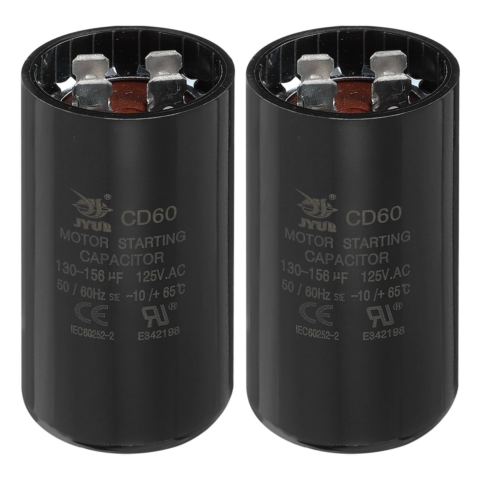 JYUB CD60 MOTOR STARTING CAPACITOR 130-156 µF 125V.AC 50 / 60Hz -10/+65°C SIE CE IEC60252-2 E342198