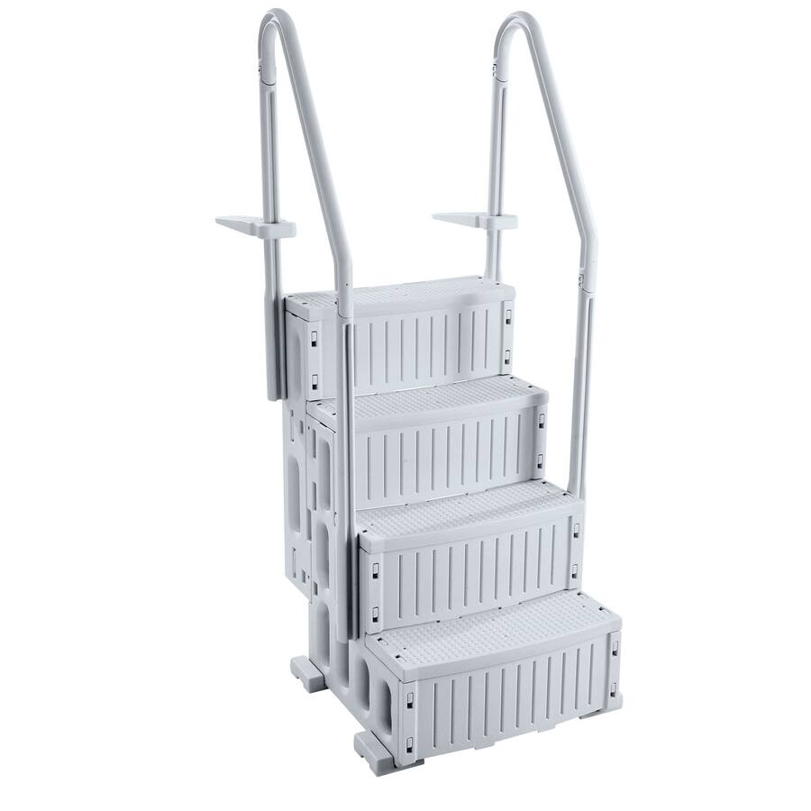 Ladder Color:gray VEVOR Swimming Pool Ladder, 4 Step Double Handrails Stairs with Non ...