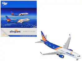 Boeing 737 MAX 200 Commercial Aircraft Allegiant Air (N810MG) 1/400 Diecast Model Airplane by GeminiJets - White and Blue