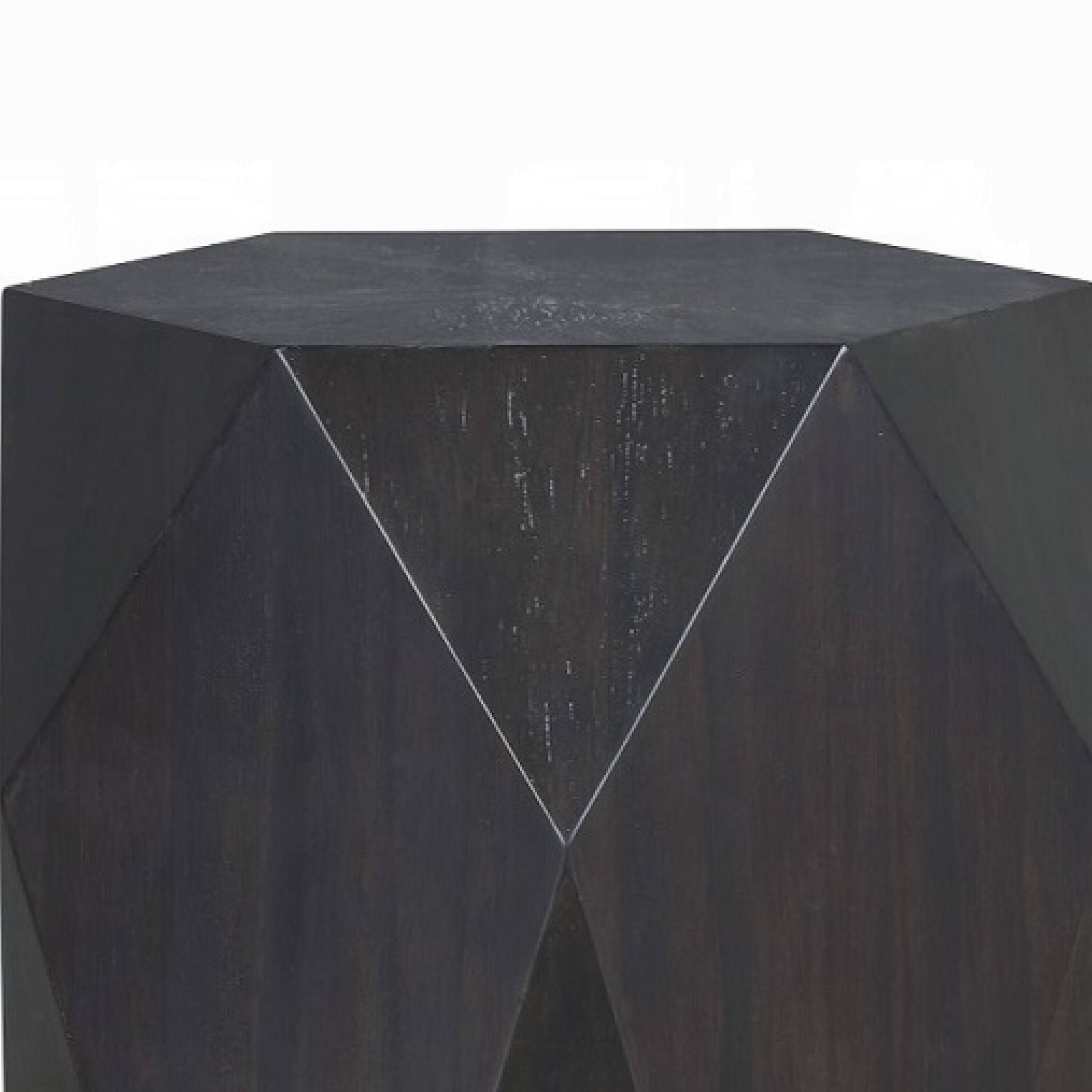 Alt View 2. Manhattan Lane - Hano Side End Table, Black Rubberwood, 22 Inch Modern Geometric Body - Black.