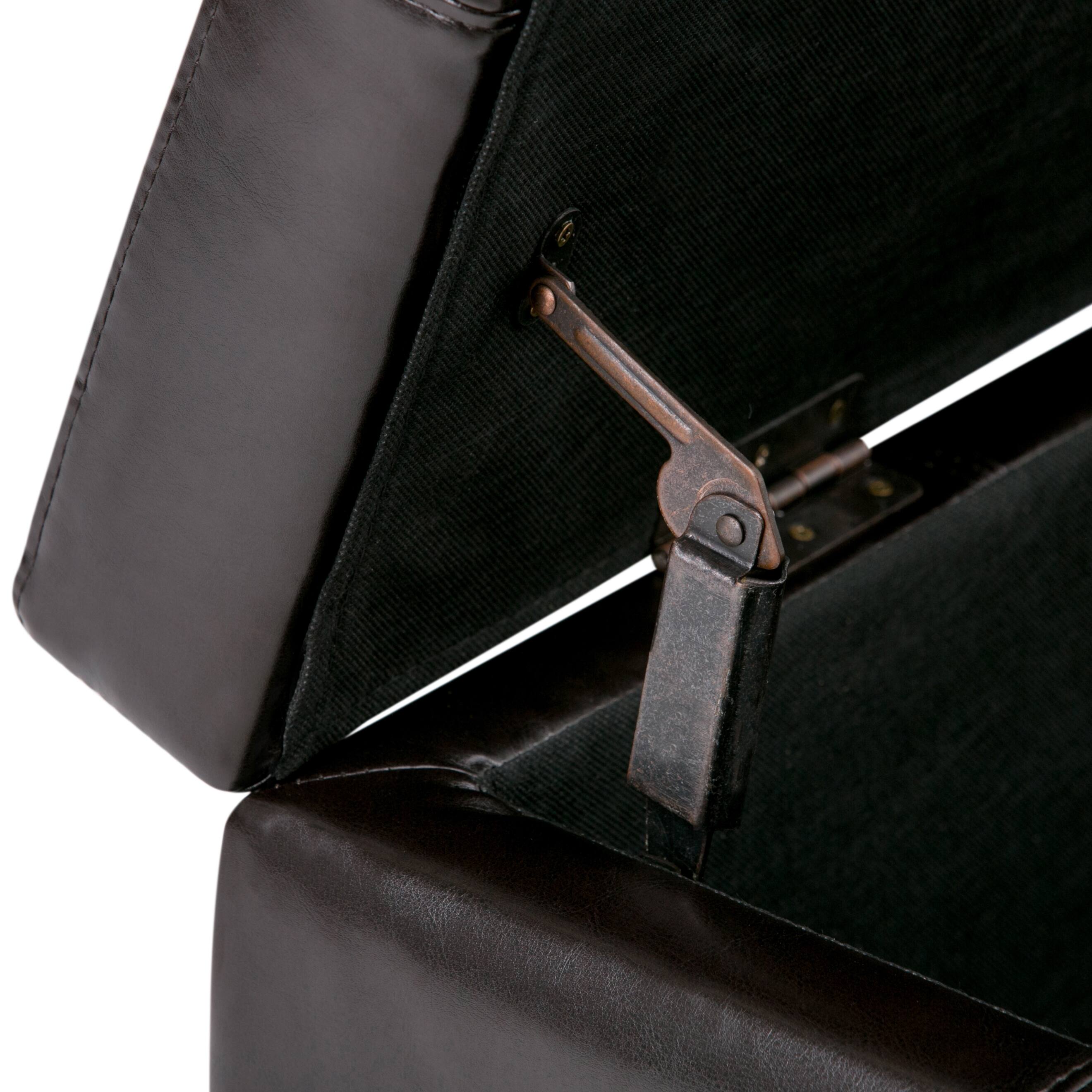 Alt View 1. Simpli Home - Kingsley 48 inch Wide Large Storage Ottoman in Coffee Brown Vegan Leather - Coffee Brown.