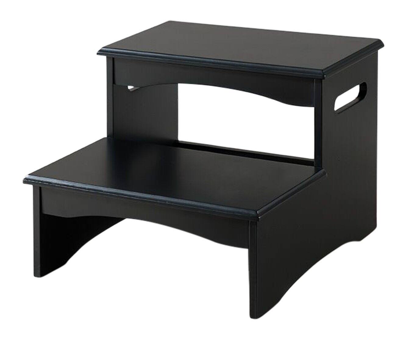 Angle. Kings Brand Furniture - Kings Brand Furniture Courtney Wood Bedroom Step Stool – 2-Step Design for Kids, Adults & Home Storage - Black.