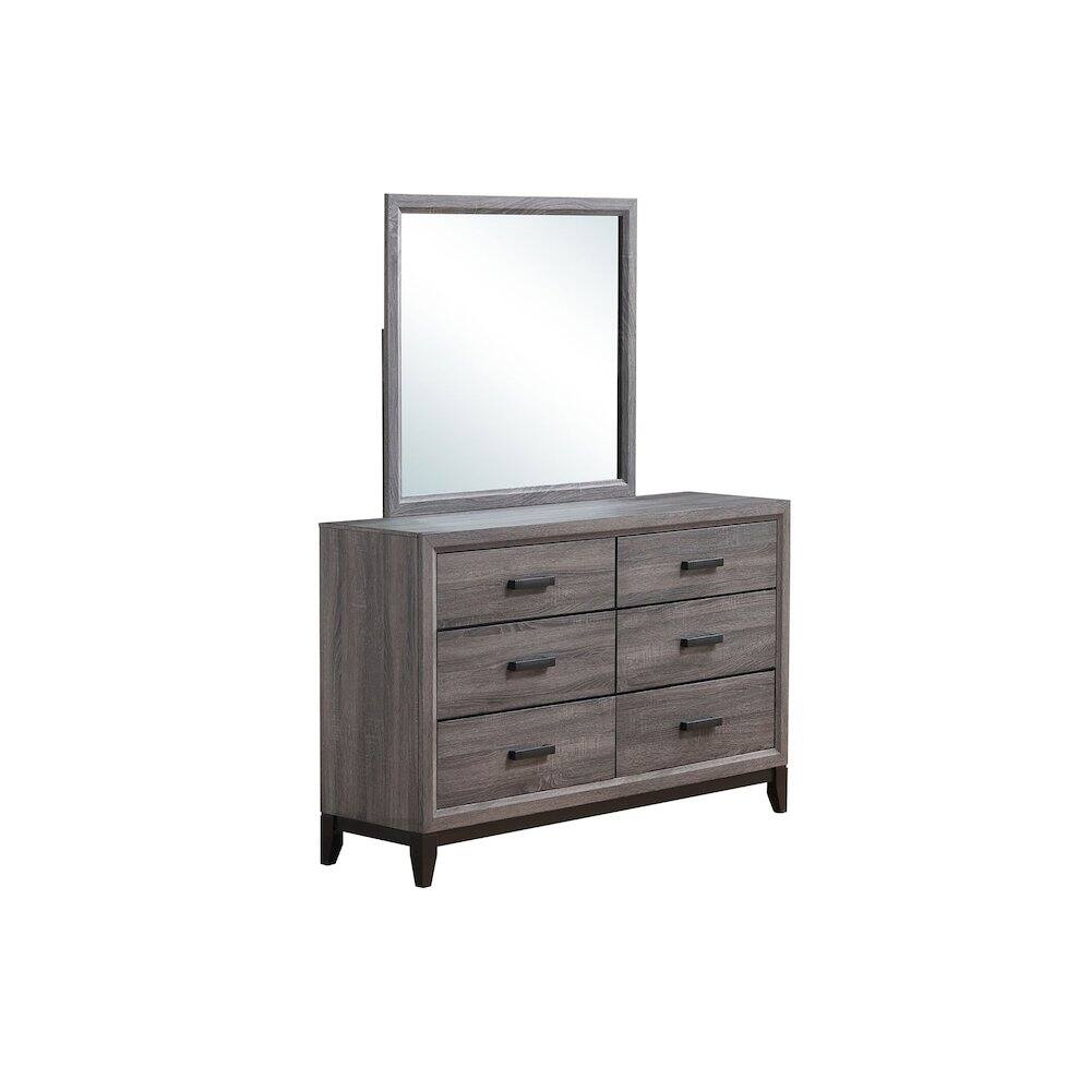 Left. Global Furniture USA - Rustic Transitional Kate Foil Grey Mirror - Foil Grey.