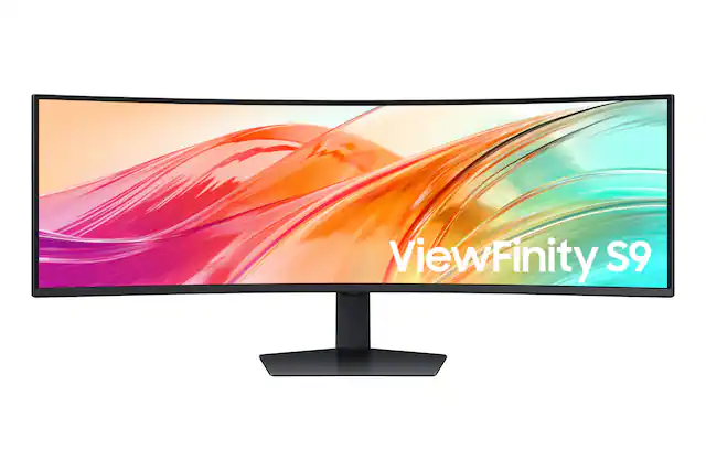 Front. Samsung - Samsung 49" QHD 120Hz Business Curved Ultra-wide Monitor (HDMI, DisplayPort and USB-C), Black - Black.