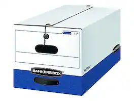 Bankers Box - Liberty Heavy-Duty Corrugated File Storage Boxes, String & Button, Letter Size/Blue, 12/Carton - White and Blue