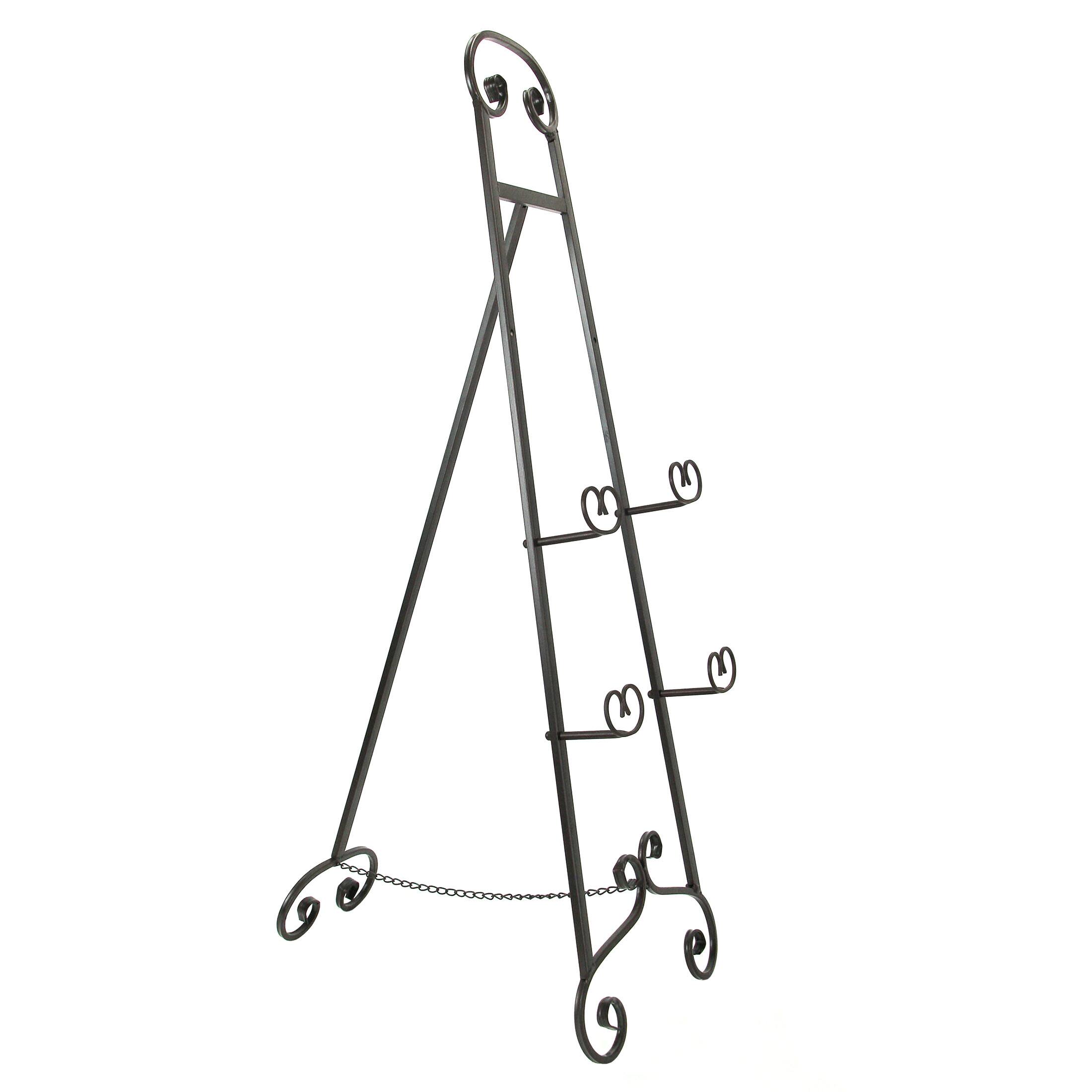 Alt View 1. Zeckos - Large 50 Inch Tall Wrought Iron Display Easel Metal Art Stand - Brown.