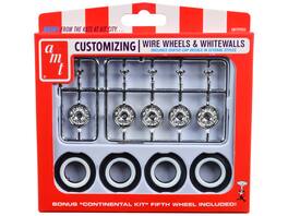 Skill 2 Model Kit Wire Wheels and Whitewall Tires Set of 5 Pieces for 1/25 Scale Models by AMT - Multi