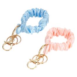 Unique Bargains - Scrunchie Keychain Wristlet, Stretchy Removable Lanyard Bracelet Key Chain, Cute Elastic Wrist Holder for Women, 2pcs - Light Blue/Dark Pink