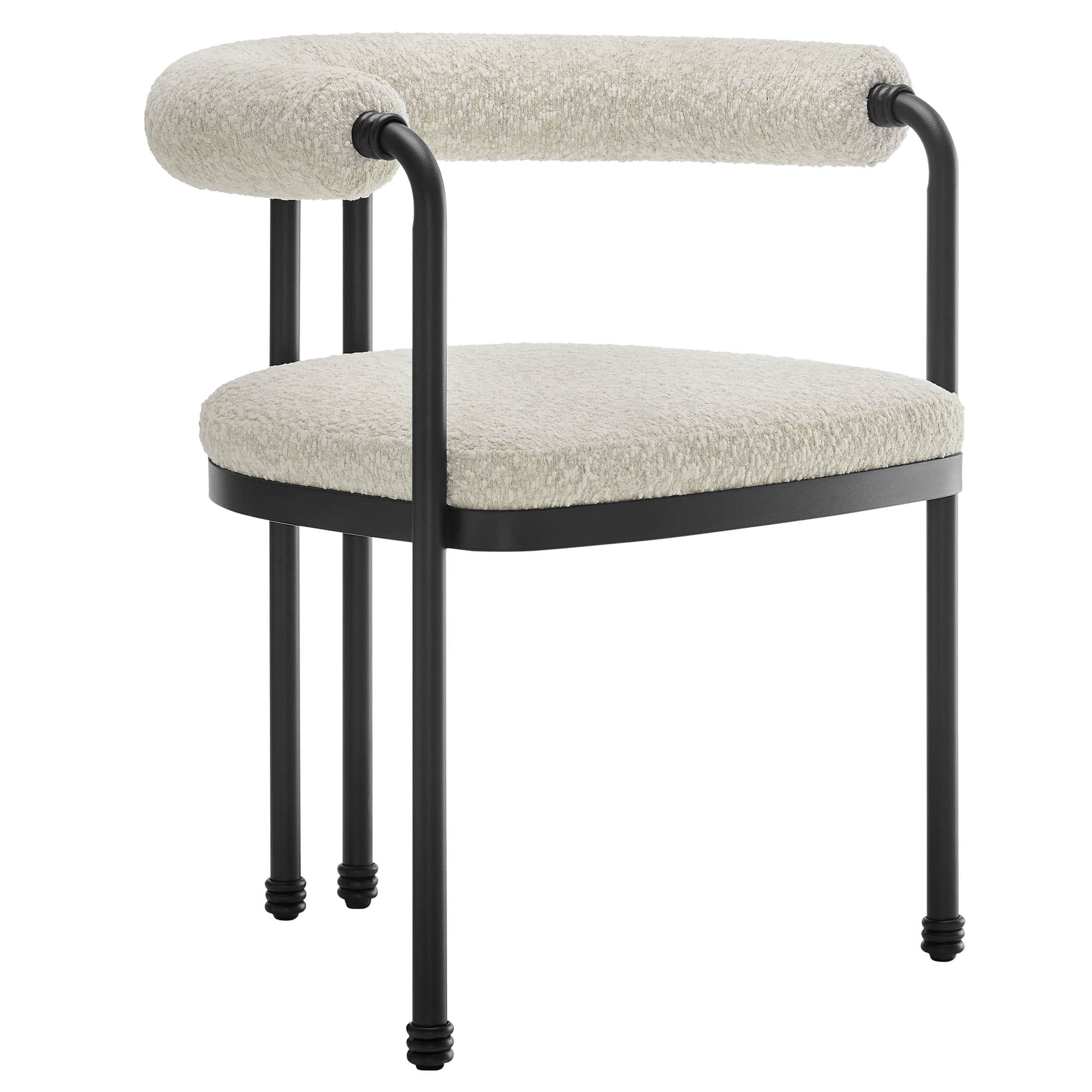 Turin Curved Back Boucle and Metal Dining Accent Chair by Modway - White