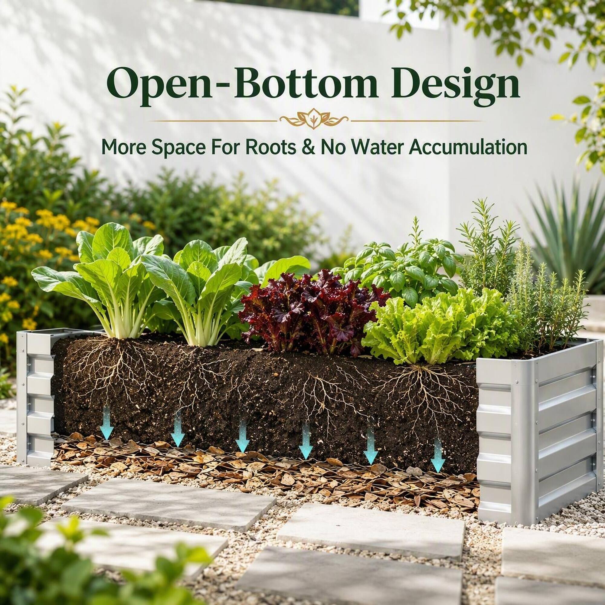 Open-Bottom Design  
More Space For Roots & No Water Accumulation