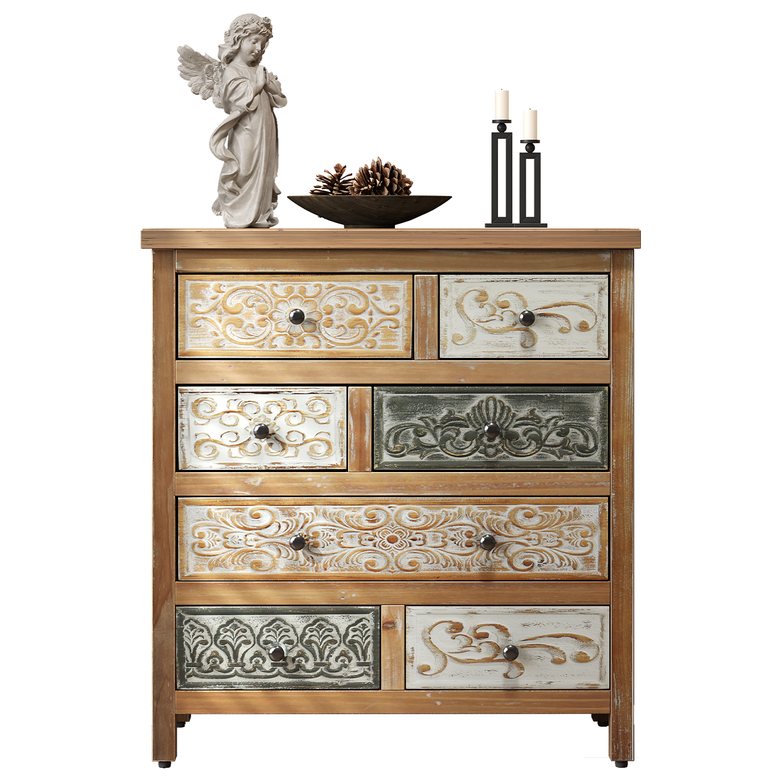 Front. Forest'nSky - Colorful Wood 6 drawer 27.56 in. Wide Chest of Drawers with 2 Doors for Living Room - Colorful.