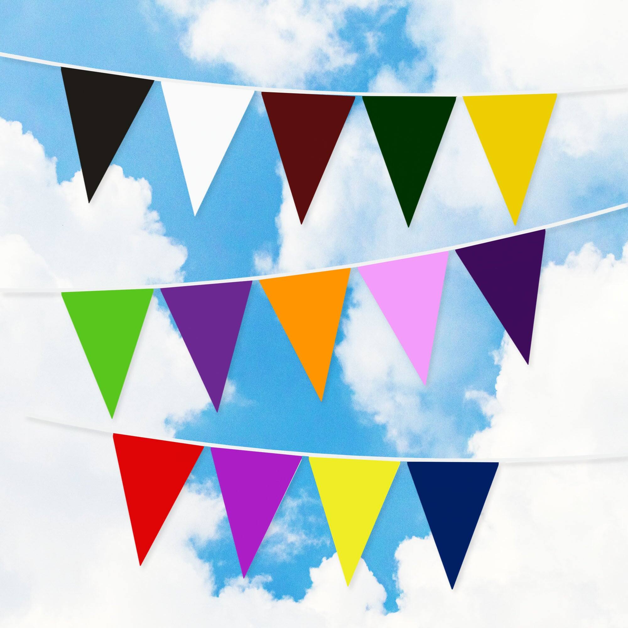 Front. G128 - Pennant Bunting Banner Flag 7.87 x 11.81 Inch 30.5 Ft String Printed 150D Polyester Decorations for Parties and Events - multicolor.