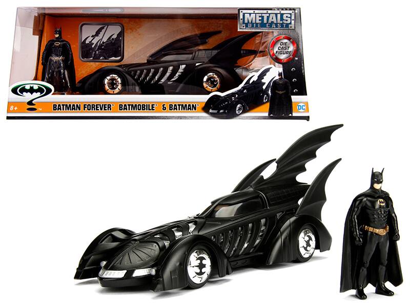 1995 Batman Forever Batmobile with Diecast Batman Figure 1/24 Diecast Model Car by Jada - Black