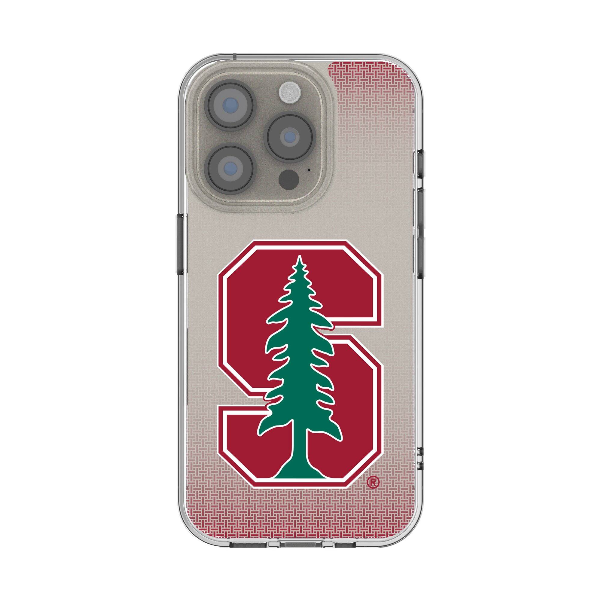 Front. Keyscaper - Stanford Cardinal Linen Logo iPhone Clear Case - 15 Plus - Multicolor.