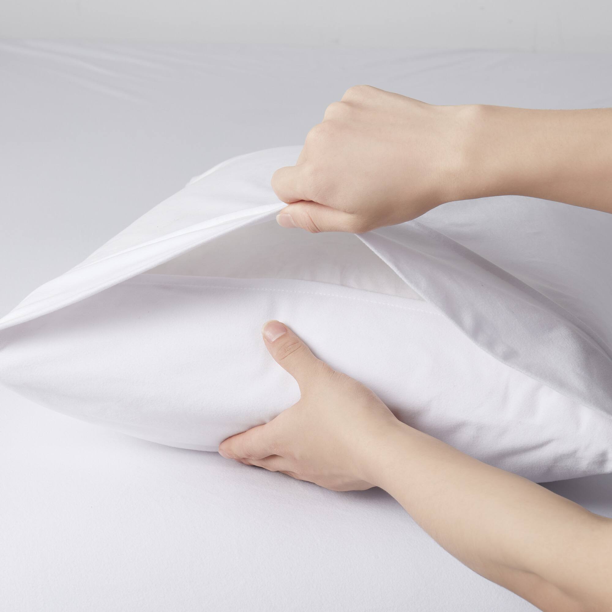 Angle. Sweet Home Collection - Solid Flannel Pillowcases (Set of 4), Ultra Soft, Standard - White.