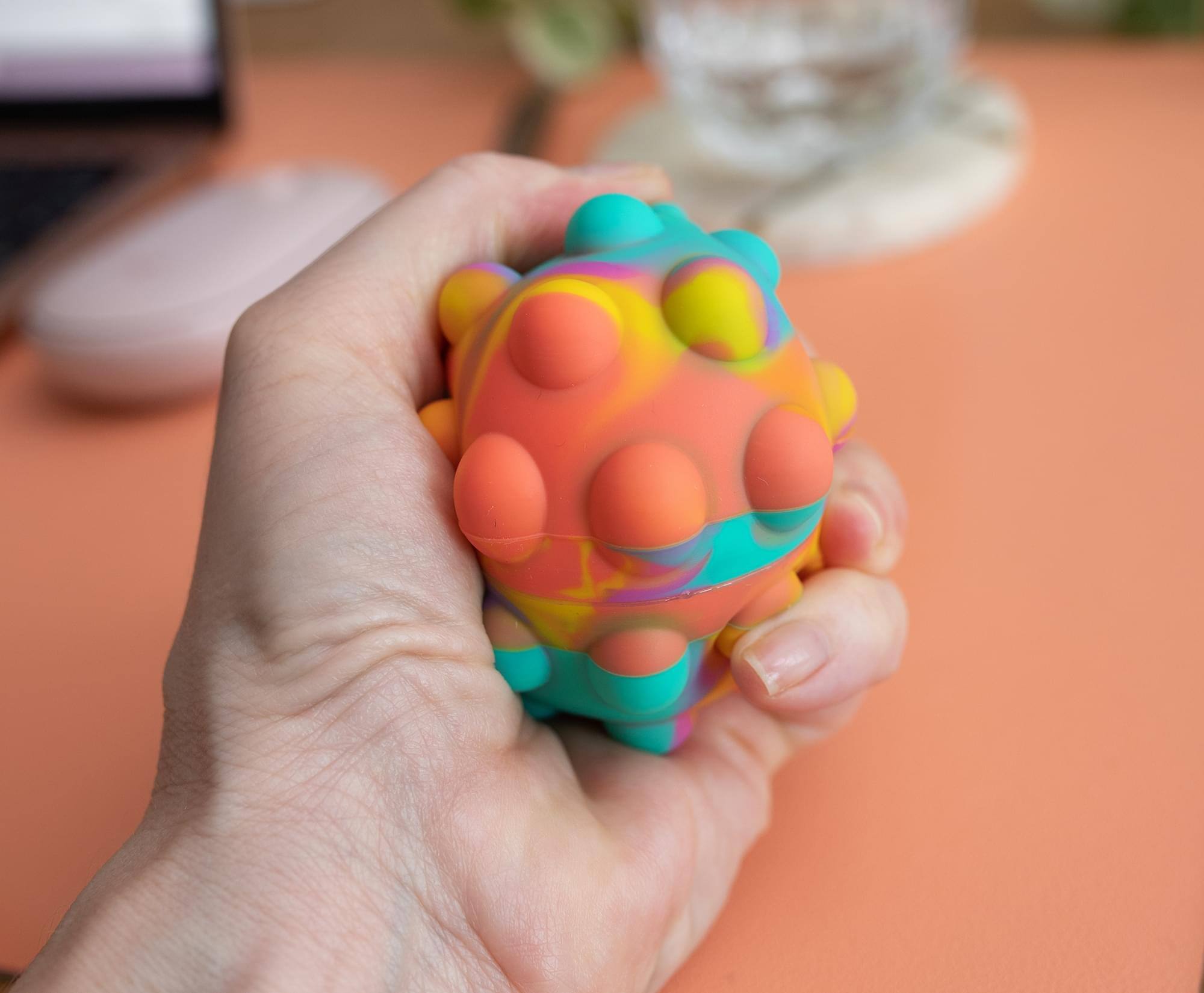 Alt View 2. Toynk - Pop Fidget Toy Pressure Relief Silicone Bubble Popping Game Ball | Rainbow - Rainbow.