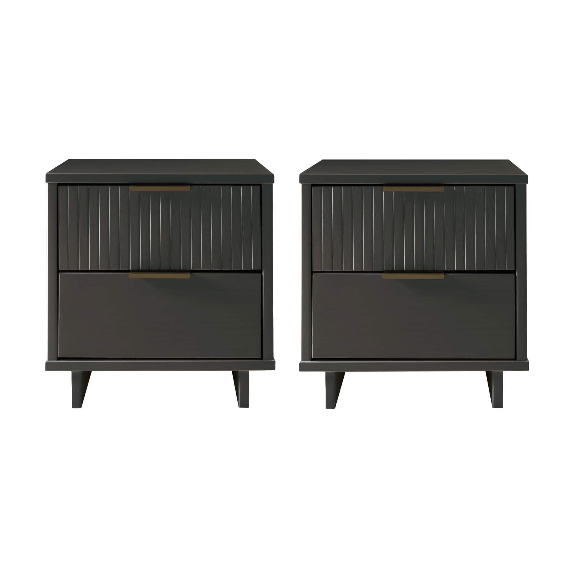 Manhattan Comfort - Granville Modern 18" Nightstand - Set of 2 - Charcoal Gray