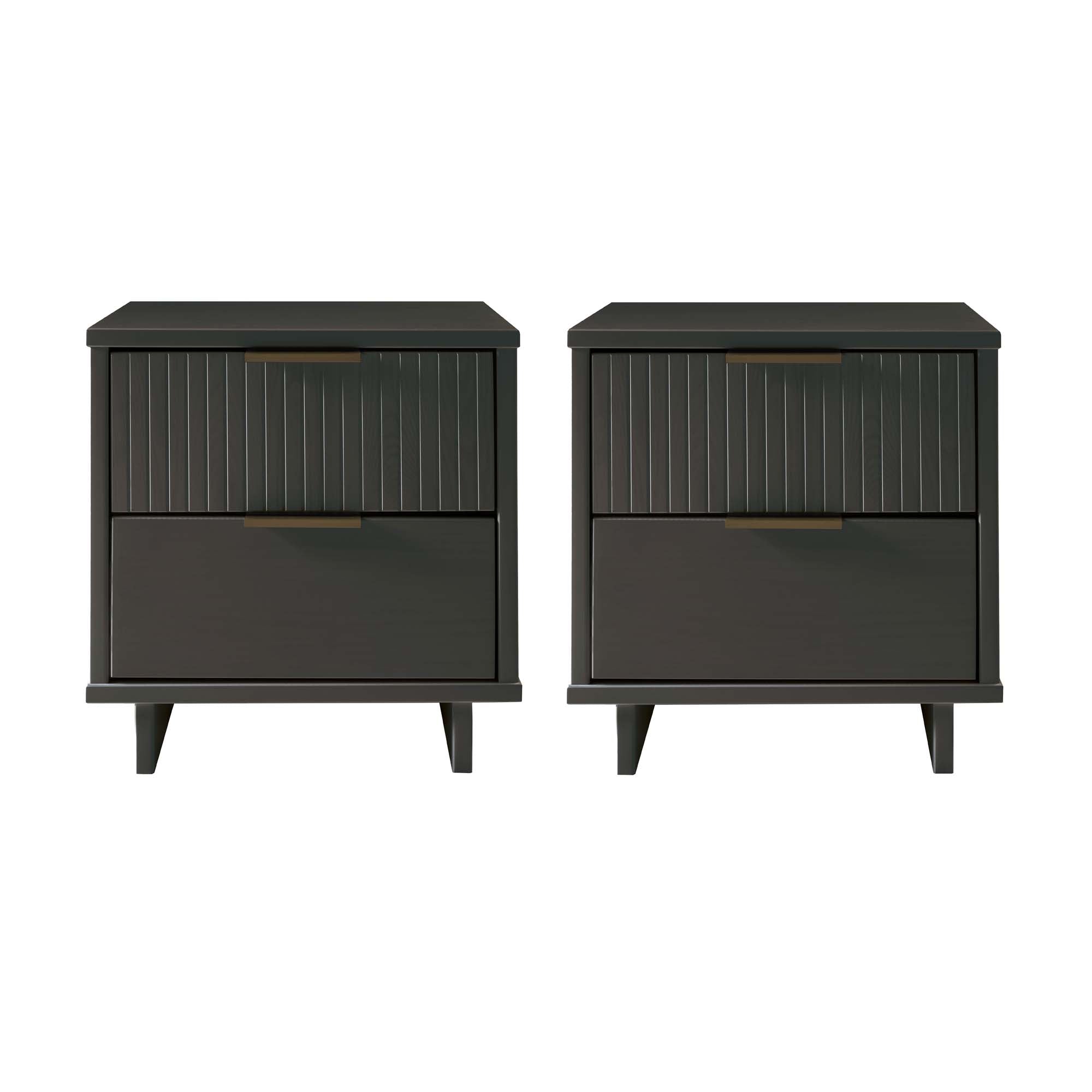 Front. Manhattan Comfort - Granville Modern 18" Nightstand - Set of 2 - Charcoal Gray.