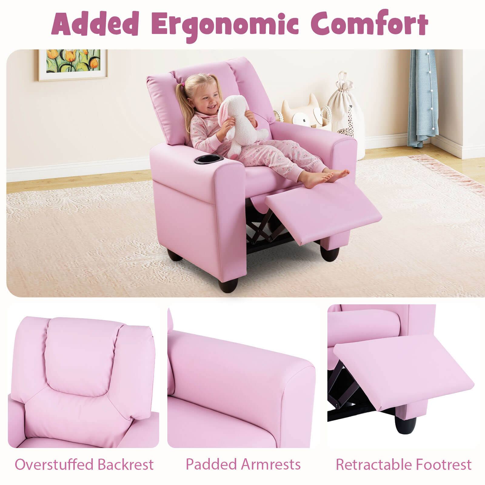 Added Ergonomic Comfort

Overstuffed Backrest  
Padded Armrests  
Retractable Footrest