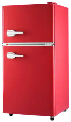 Front. Loheer - Retro 2.8 Cu. Ft. 2-Door Mini Fridge with Separate Freezer & LED Light - RED.