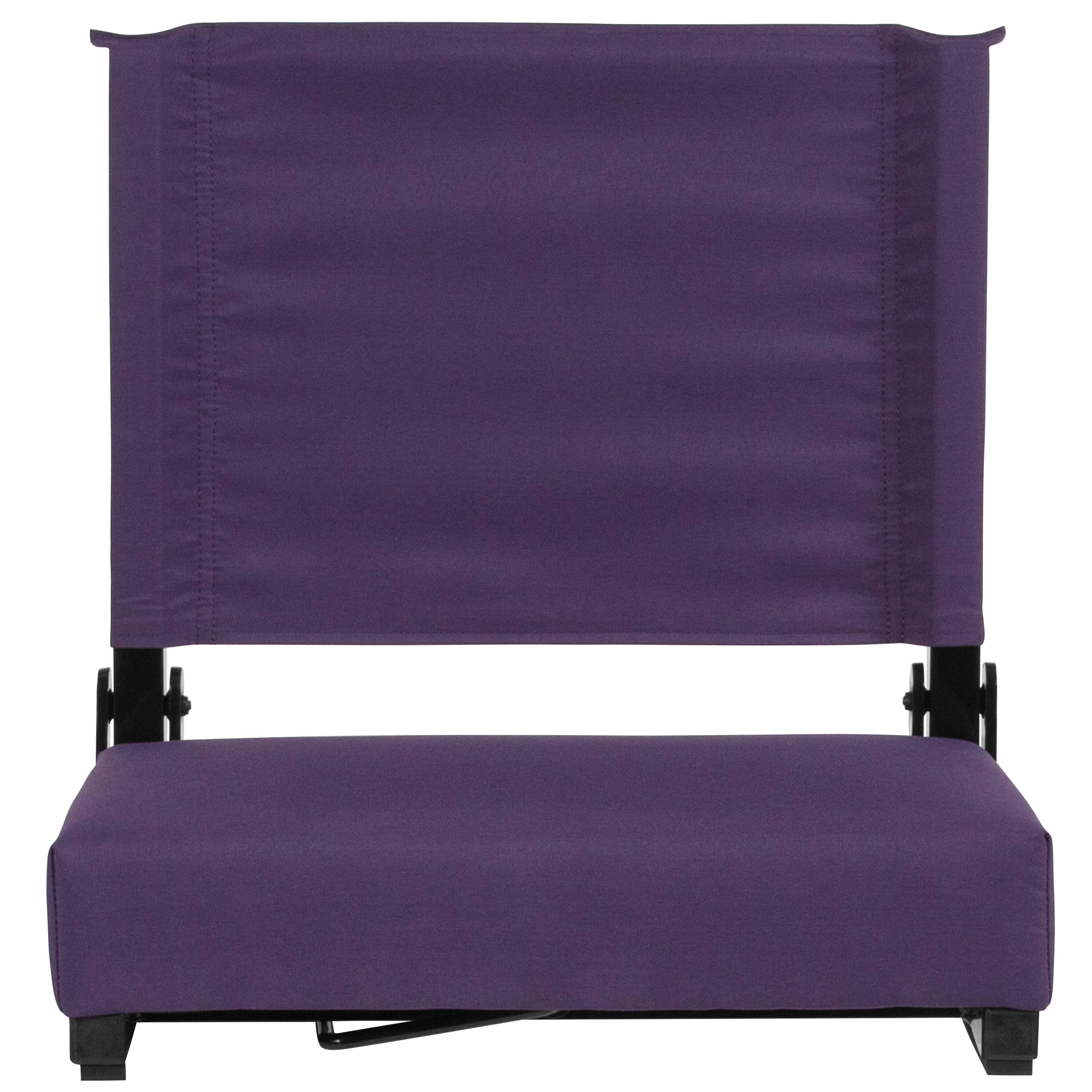 Alt View 7. Emma + Oliver - Set of 2 500 lb. Rated Lightweight Stadium Chair with Ultra-Padded Seat - Dark Purple.