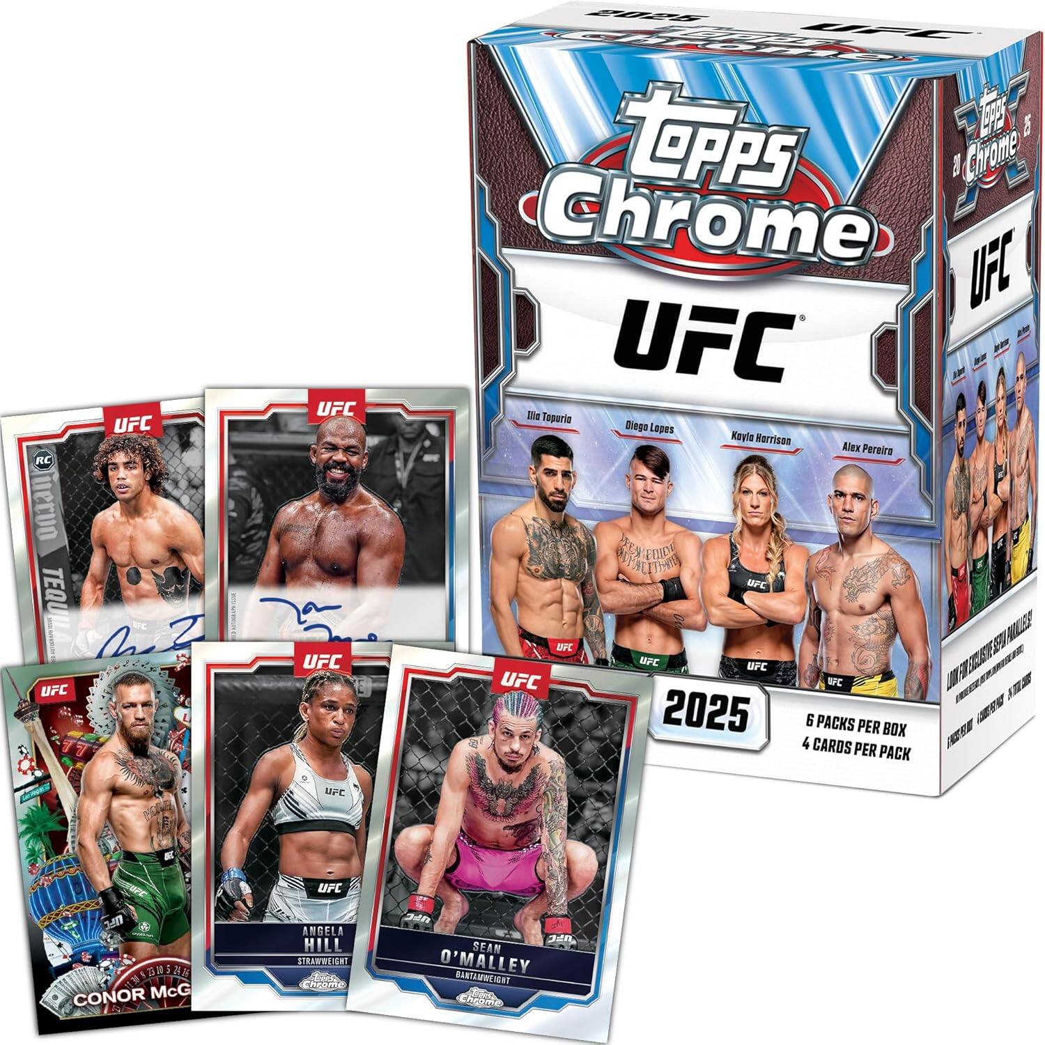 UFC RC uervo TEQUIL h2 UFC UFC UFC - 1 Tpps D E D Chrome Chrome UFC UFC Ie Taparia Bego Lapes Kavin Harrison Alex Pereira NETIET IT GFE 1 LS ave BFC UFC UFC BC J A 2025 6 PACKS PER BOX ISE 4 CARDS PER PACK UVC CAOIA UFC IGHIAM CONOR McG UFC ANBELA HILL STRAWWRIEHT tome FE JC SEAM O'MALLEY 0 BANTEMWTVENT chiome