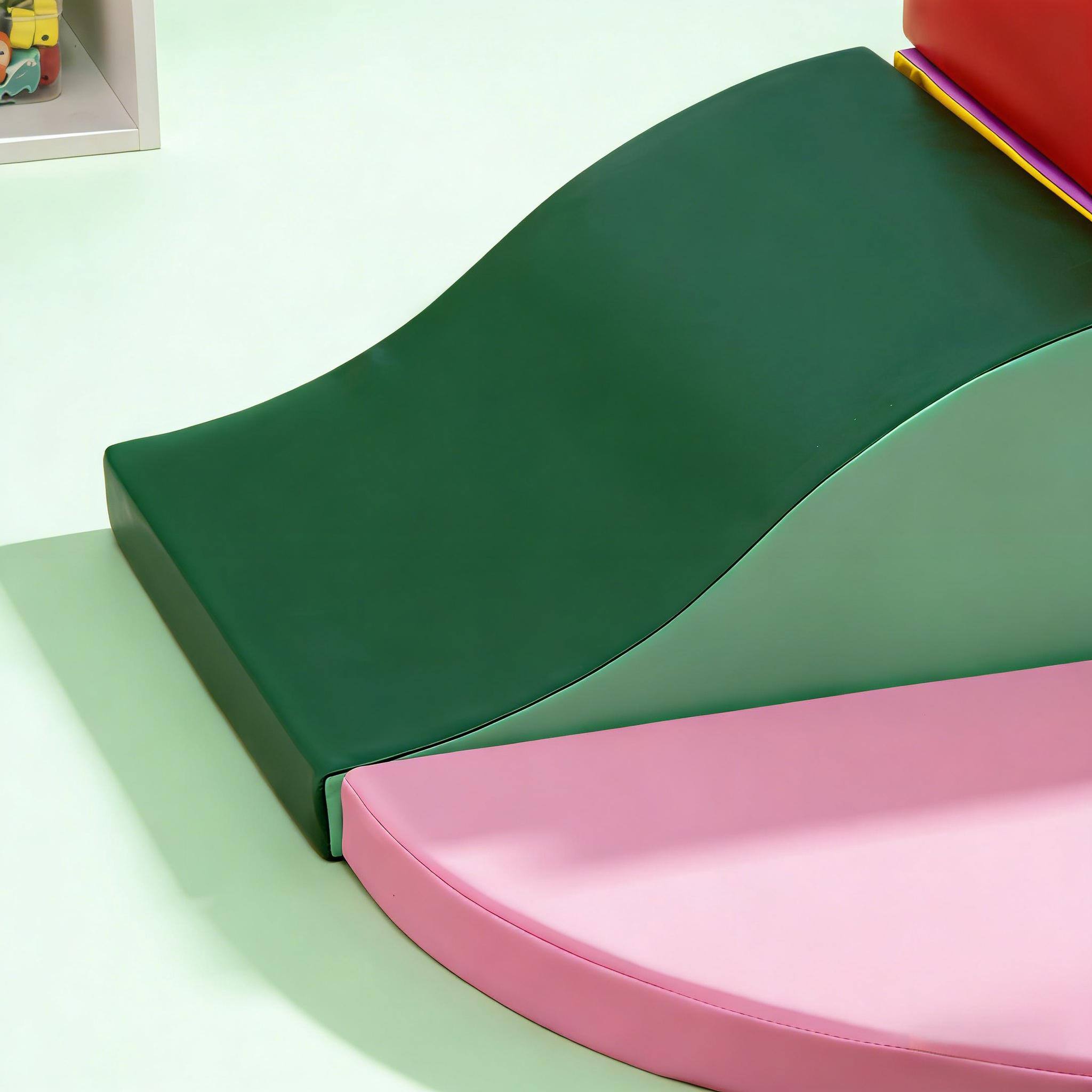 Angle. Siljoy - 6-Piece Toddler Foam Climbing Blocks, Stackable Soft Play Set, Touch Fasteners, 132lb Load, Ages 12-36 Months - Multicolor.