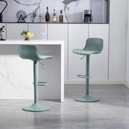 GOODSILO - Set of 2 Adjustable Swivel Bar Stools with Backrest, Modern Counter Height Stools for Kitchen Islands - Mint Green